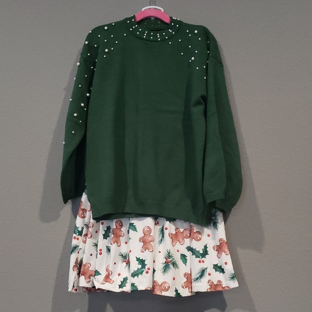 Sparkle In Pink Gingerbread Skirt/Sweater Set